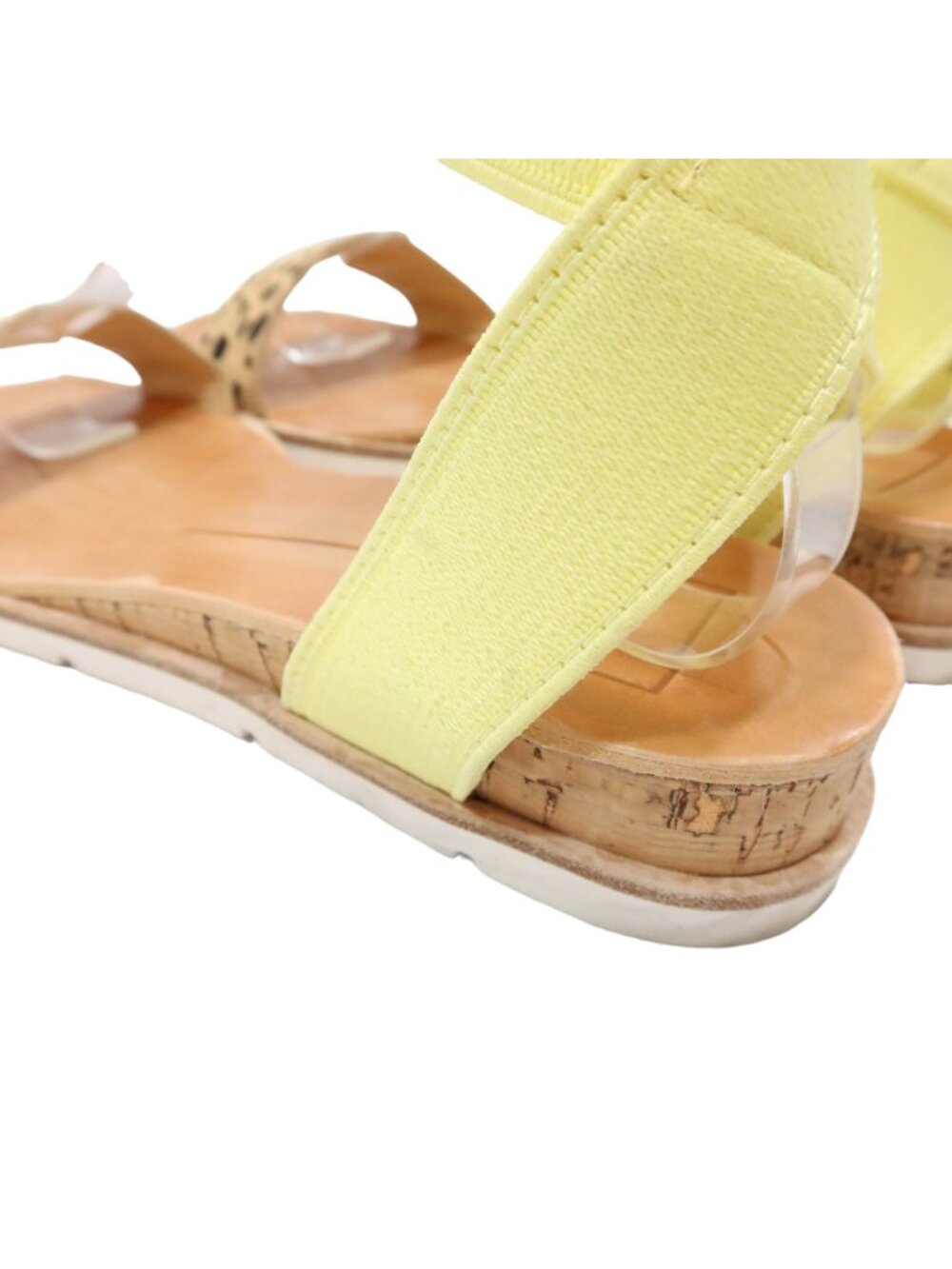 DOLCE VITA Size 6.5 M VIVIAN Neon Yellow Leopard Calf Hair Low Wedge Sandals - Picture 7 of 9